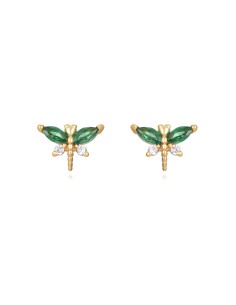 Pendientes Circonita Libélula - 5 * 7 mm - Bañado Oro y Plata Rodiada 2