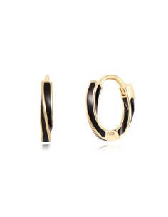 Pendientes Trenzado - Enamel Negro - 13 mm - Bañado Oro y Plata Rodiada 2