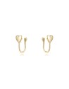 Pendiente Earcuff Corazon 12,5*5,5mm Bañado Oro y Plata Rodiada