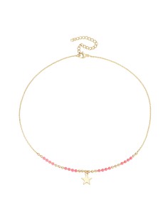 Collar Acero - Estrella 9mm - 38+6 cm - Bañado Oro 2