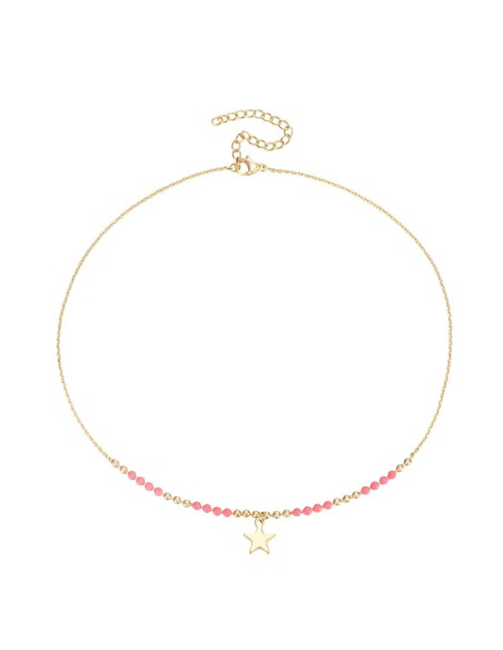 Collar Acero - Estrella 9mm - 38+6 cm - Bañado Oro