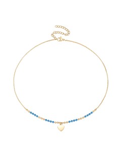 Collar Acero - Corazon 9mm - 38+6 cm - Bañado Oro 2