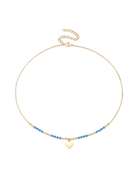 Collar Acero - Corazon 9mm - 38+6 cm - Bañado Oro