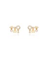 Pendientes Llave - Circonita Blanca Perla - 13 * 9 mm - Plata Bañado Oro y Plata Rodiada