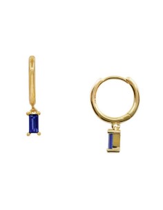 Pendientes Aro - Circonita Baguette - 11 + 5 mm - Bañado Oro 2