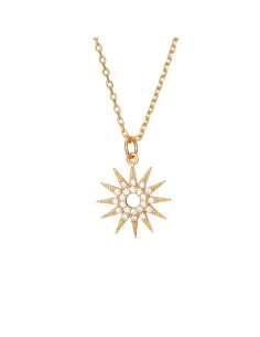 Collar Circonita - Sol 13mm - Bañado Oro y Plata Rodiada 2