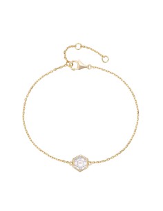 Pulsera Circonita - Hexágono 6mm - 16+3 mm - Bañado Oro y Plata Rodiada 2