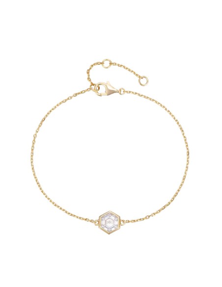 Pulsera Circonita - Hexágono 6mm - 16+3 mm - Bañado Oro y Plata Rodiada