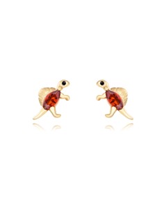 Pendientes Spinosaurus - Circonita - 10 * 6 mm - Bañado Oro y Plata Rodiada 2