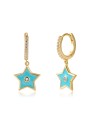 Pendientes Estrella Circonita - 11 + 9 mm - Enamel - Bañado Oro