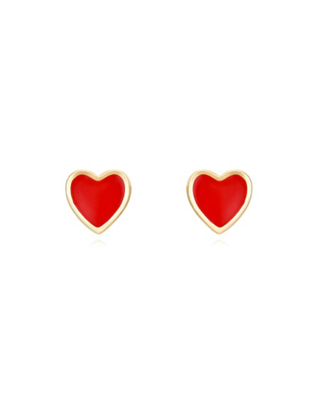 Pendientes Corazon - 5 mm - Enamel Rojo - Plata Bañado Oro y Plata Rodiada Pendientes Corazon - 5 mm - Enamel Rojo - Plata Bañado Oro y Plata Rodiada