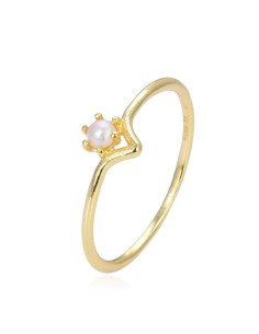 Anillo Perla - 3mm - Bañado Oro 2