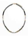 Collar Acero - Mineral 4mm - 38+5 cm - Bañado Oro