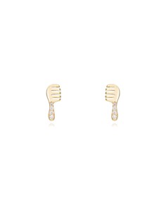 Pendientes Circonita - Peine del pelo 8,5mm - Bañado Oro y Plata Rodiada 2
