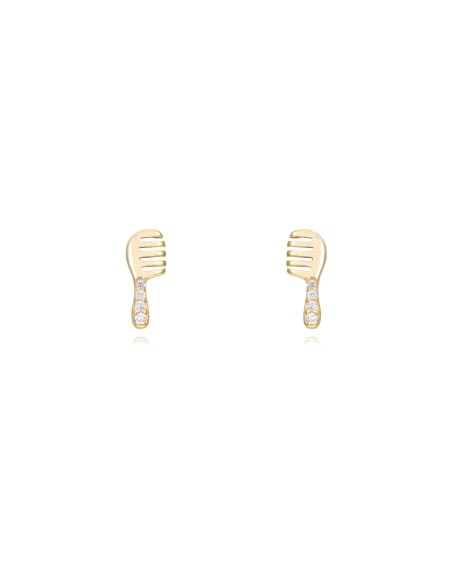 Pendientes Circonita - Peine del pelo 8,5mm - Bañado Oro y Plata Rodiada