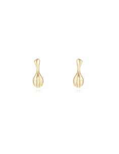 Pendientes Tenedor - 10*3,5mm - Bañado Oro y Plata Rodiada 2