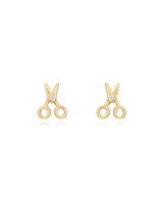 Pendientes Circonita - Tijera 6mm - Bañado Oro y Plata Rodiada 2