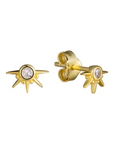 Pendientes Sol - Circonita Blanca - 5 * 7 mm - Plata Bañado Oro y Plata Rodiada 2