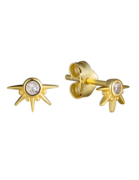 Pendientes Sol - Circonita Blanca - 5 * 7 mm - Plata Bañado Oro y Plata Rodiada Pendientes Sol - Circonita Blanca - 5 * 7 mm - Plata Bañado Oro y Plata Rodiada