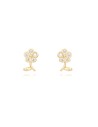 Pendientes Circonita - Flor  8*5,5mm - Bañado Oro y Plata Rodiada