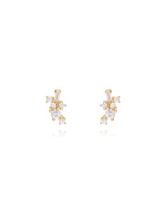 Pendientes Circonita - 8 * 4 mm - Bañado Oro y Plata Rodiada 2