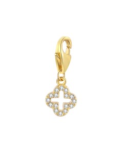 Charm Circonita - Cruz 6 mm - Plata Bañado Oro Y Plata Rodiada 2