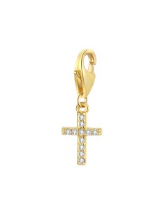 Charm Circonita - Cruz 6*8 mm - Plata Bañado Oro Y Plata Rodiada 2