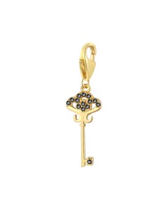 Charm Circonita - Llave 7*15 mm - Plata Bañado Oro Y Plata Rodiada 2