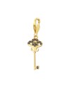 Charm Circonita - Llave 7*15 mm - Plata Bañado Oro Y Plata Rodiada