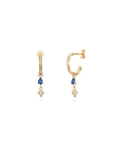 Pendientes Semi Aro - Circonita - 14 + 13 mm - Bañado Oro y Plata Rodiada 2