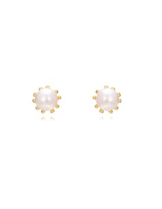 Pendientes Perla - 4 mm - Bañado Oro y Plata Rodiada 2