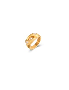 Anillo Acero Circonita - Bañado Oro 2