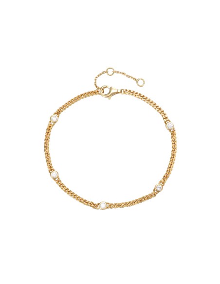 Pulsera Circonita - 19 cm - Bañado Oro y Plate Rodiada