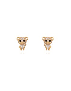 Pendientes Circonita - Oso 5,5*7 mm - Bañado Oro Y Plata Rodiada 2