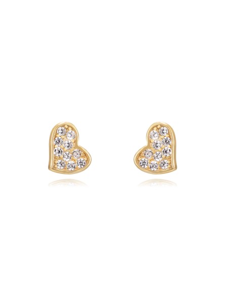 Pendientes Corazon - Circonita Blanca - 4 mm - Bañado Oro y Plata Rodiada Pendientes Corazon - Circonita Blanca - 4 mm - Bañado Oro y Plata Rodiada