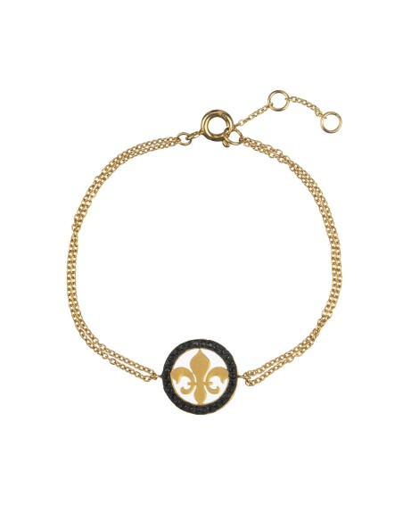 Pulsera Circulo - Flor de Lis 14mm - Bañado Oro