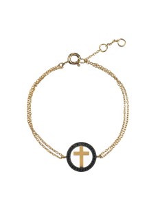 Pulsera Circulo - Cruz 14mm - Bañado Oro 2