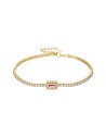 Pulsera Tenis Rectangulo - Circonita - 17 + 4 cm - Bañado Oro