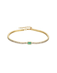 Pulsera Tenis - Circonita Esmeralda - 16 + 3 cm - Bañada Oro 2