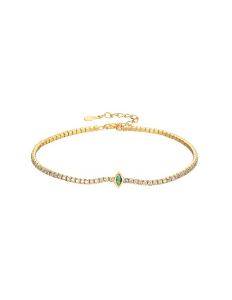 Pulsera Tenis - Circonita Marquesa - 16 + 4 cm - Bañada Oro