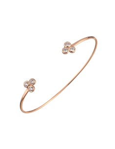 Pulsera Rigida - Tres Circonia7,5mm - Bañado Oro Rosa 2