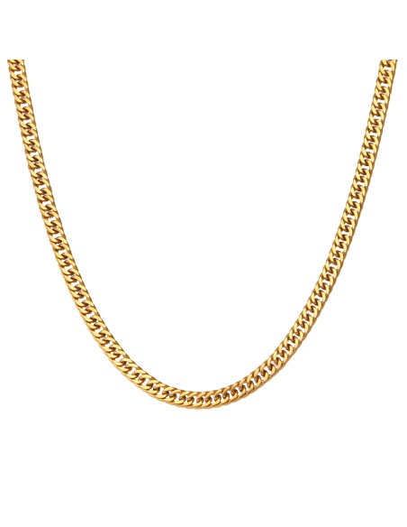 Collar Cubano Acero - 4 mm - 36 + 6 cm, 42 + 6 cm - Color Oro