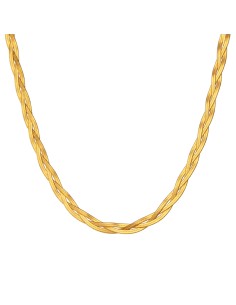 Collar 3 Braid Herryingbone Acero - 5 mm - 32 + 6 cm, 38+5cm, 43+5 cm - Color Oro 2
