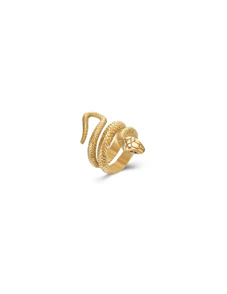 Anillo Acero - Serpiente - Bañado Oro