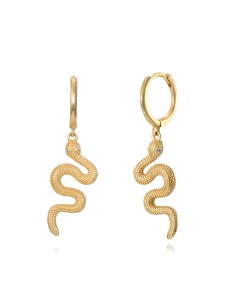 Pendiente Circonita - Aro serpiente - Bañado Oro 2