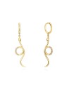 Pendientes Aro Serpiente - Circonita - 11 + 30 mm - Bañado Oro y Plata Rodiada