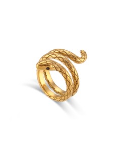 Anillo Acero - Serpiente - Bañado Oro 2