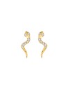 Pendientes Serpiente - Circonita - 10mm - Plata Bañado Oro y Plata Rodiada