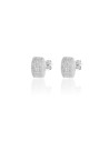 Pendientes Rectangulares - Circonita Blanca y Negra - 8*11 mm - Plata Rodiada