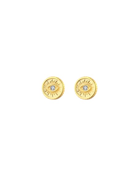 Pendientes Plata - Ojo 6mm - Bañado Oro y Plata Rodiada